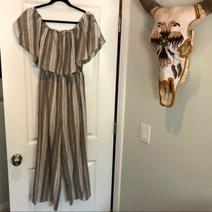 Striped Cropped Jumpsuit Romper